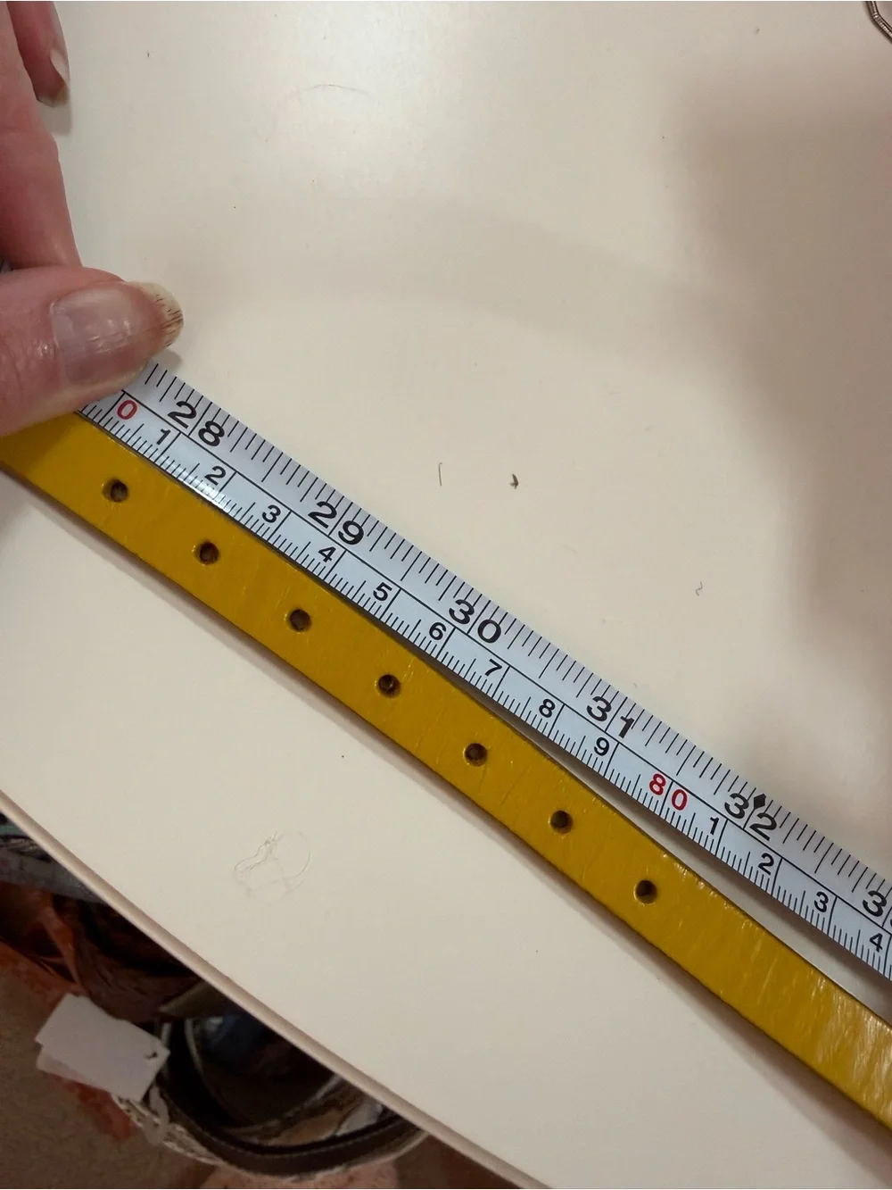 Vintage retro yellow leather minimalist ultra skinny Belt small medium